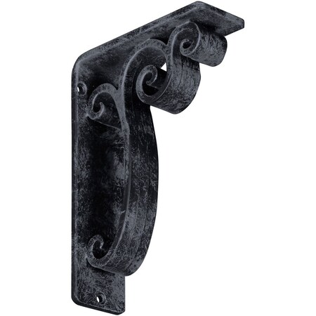 Ekena Millwork Avery Wrought Iron Bracket, (Triple center brace), Antiqued Pewter 2"W x 5 1/2"D x 8"H BKTM02X05X08TAVAPW
